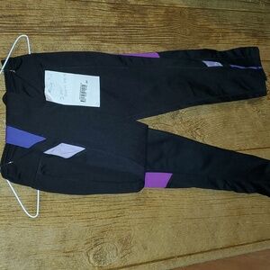 2 pairs of girls athletic pants with purple 7/8